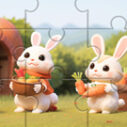 Jigsaw Puzzle: Rabbits With Carrots